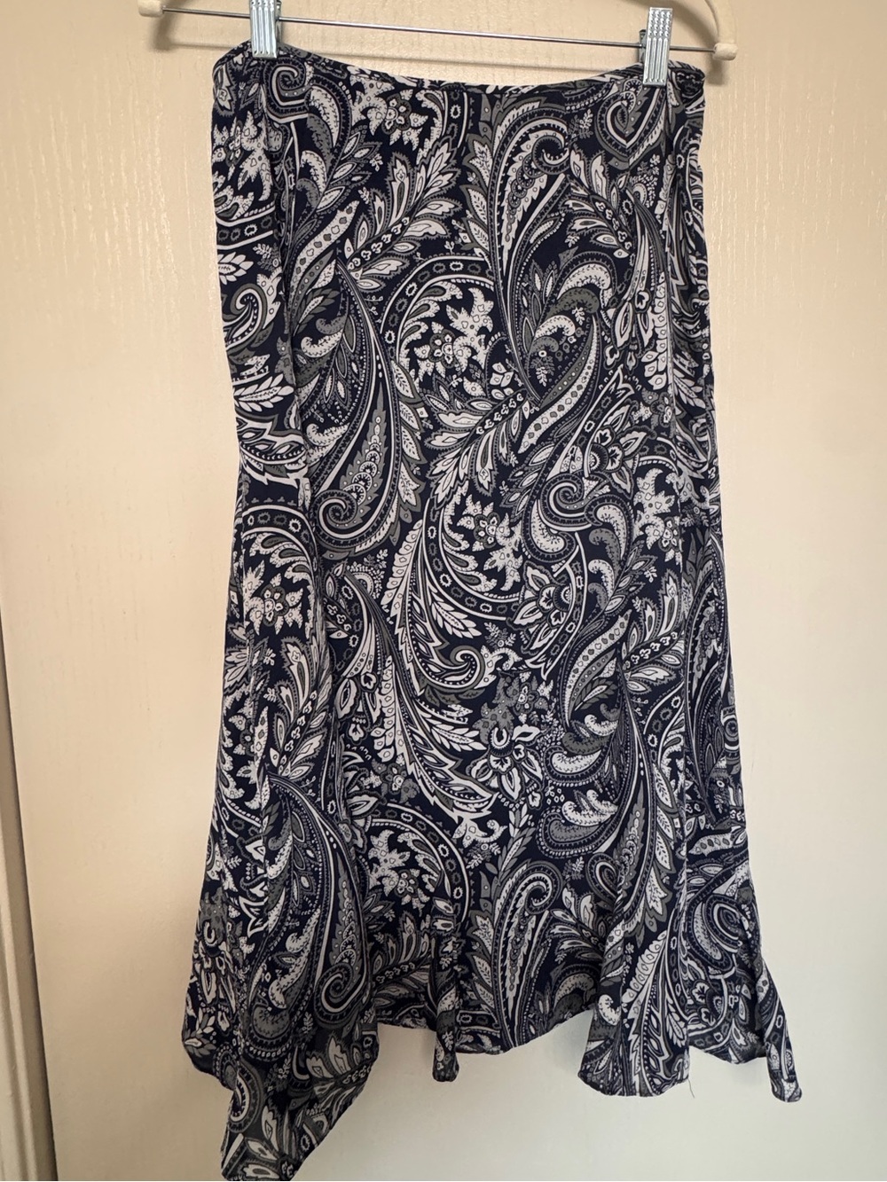Pendleton silk Navy & White Paisley Midi Skirt